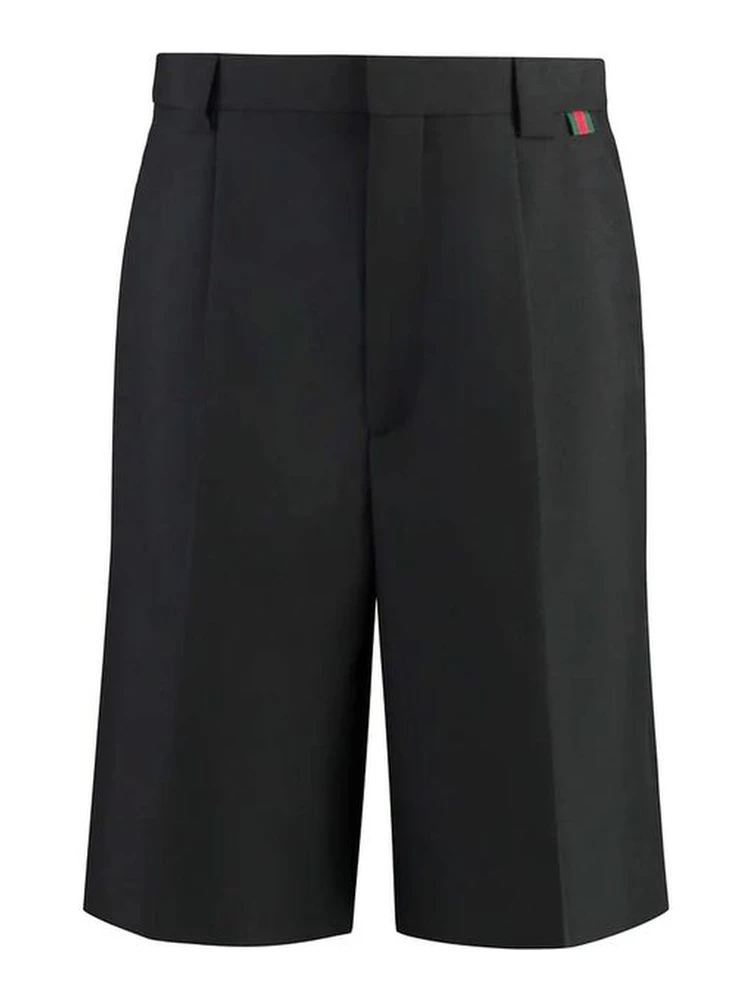 Black Polyester Bermuda Shorts