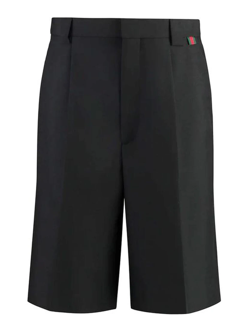 Black Polyester Bermuda Shorts