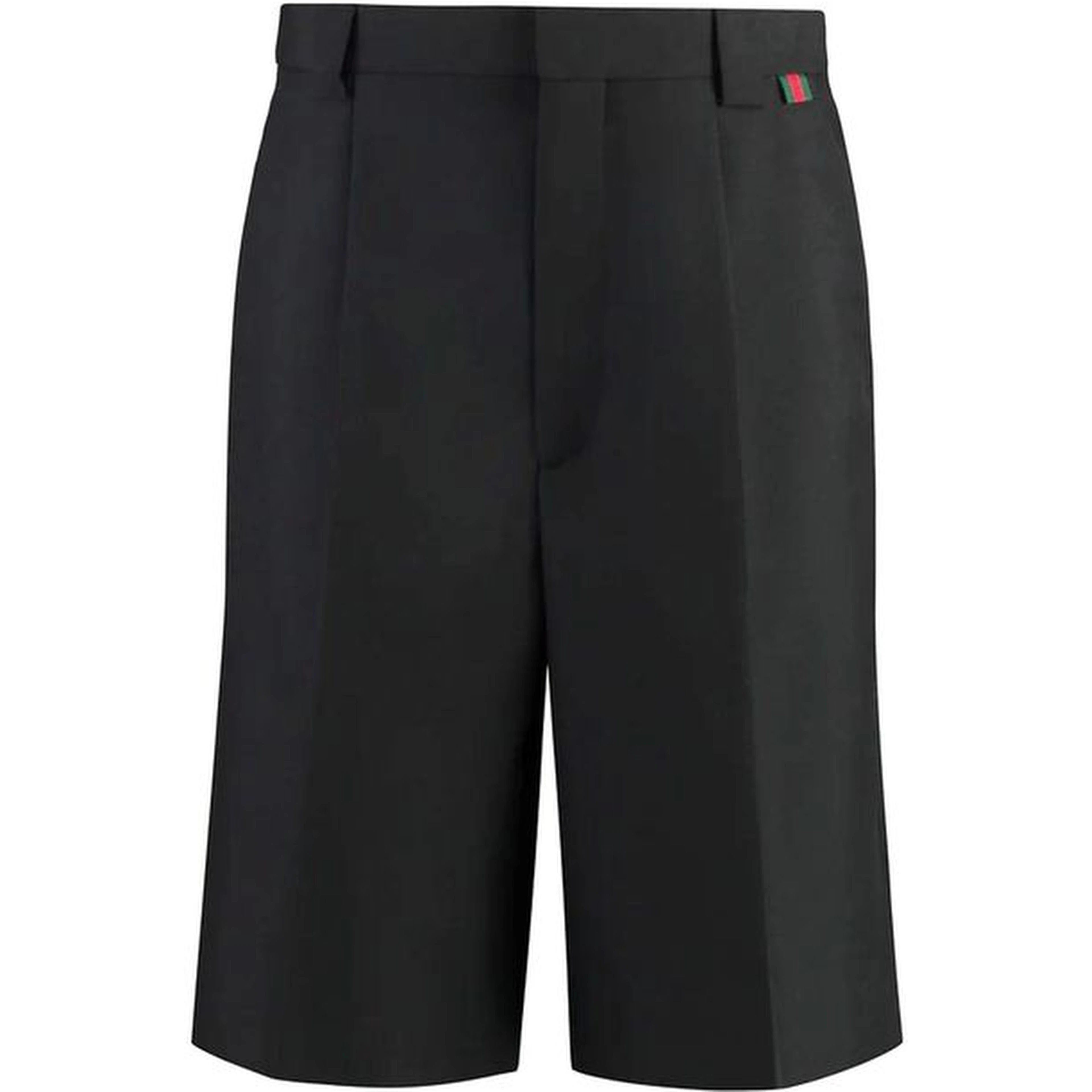 Black Polyester Bermuda Shorts