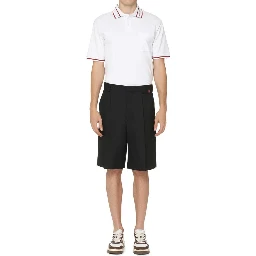 Black Polyester Bermuda Shorts