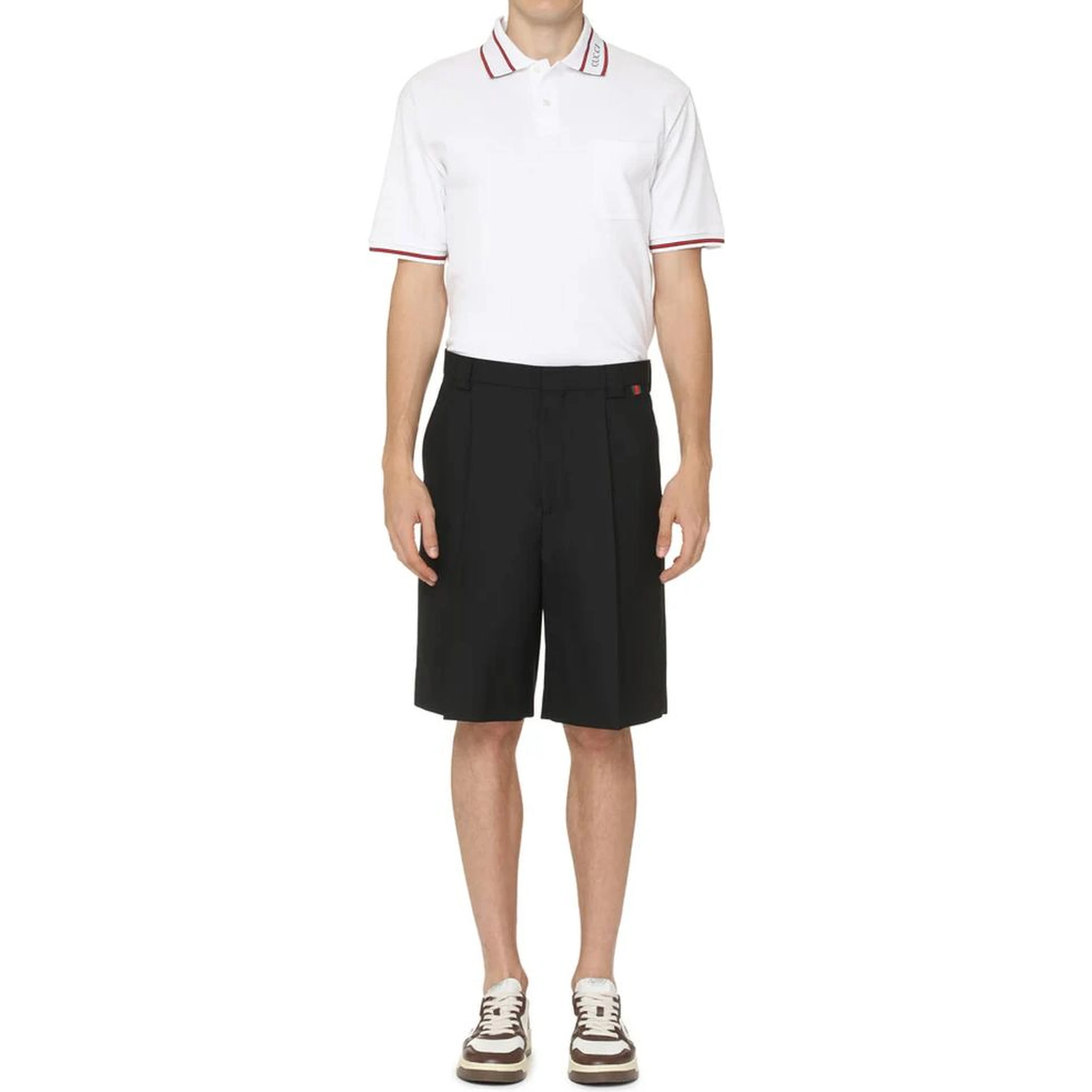 Black Polyester Bermuda Shorts