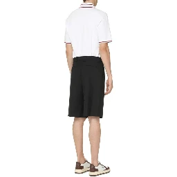 Black Polyester Bermuda Shorts