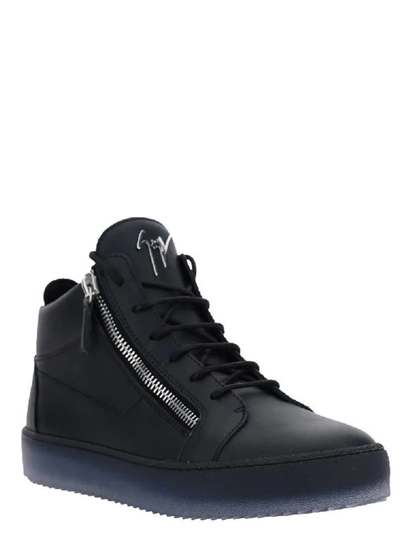 Black Calfskin High Top Sneakers