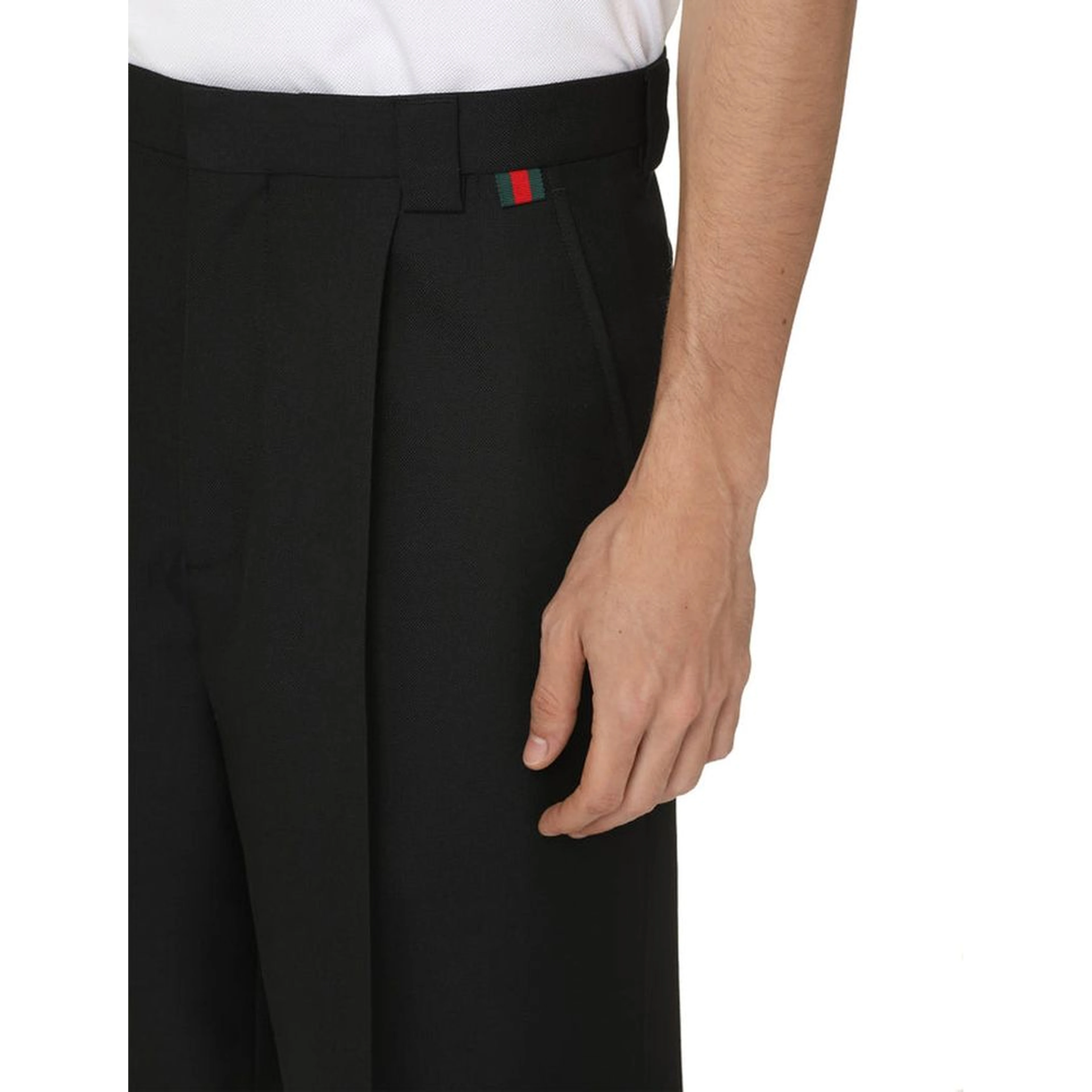 Black Polyester Bermuda Shorts