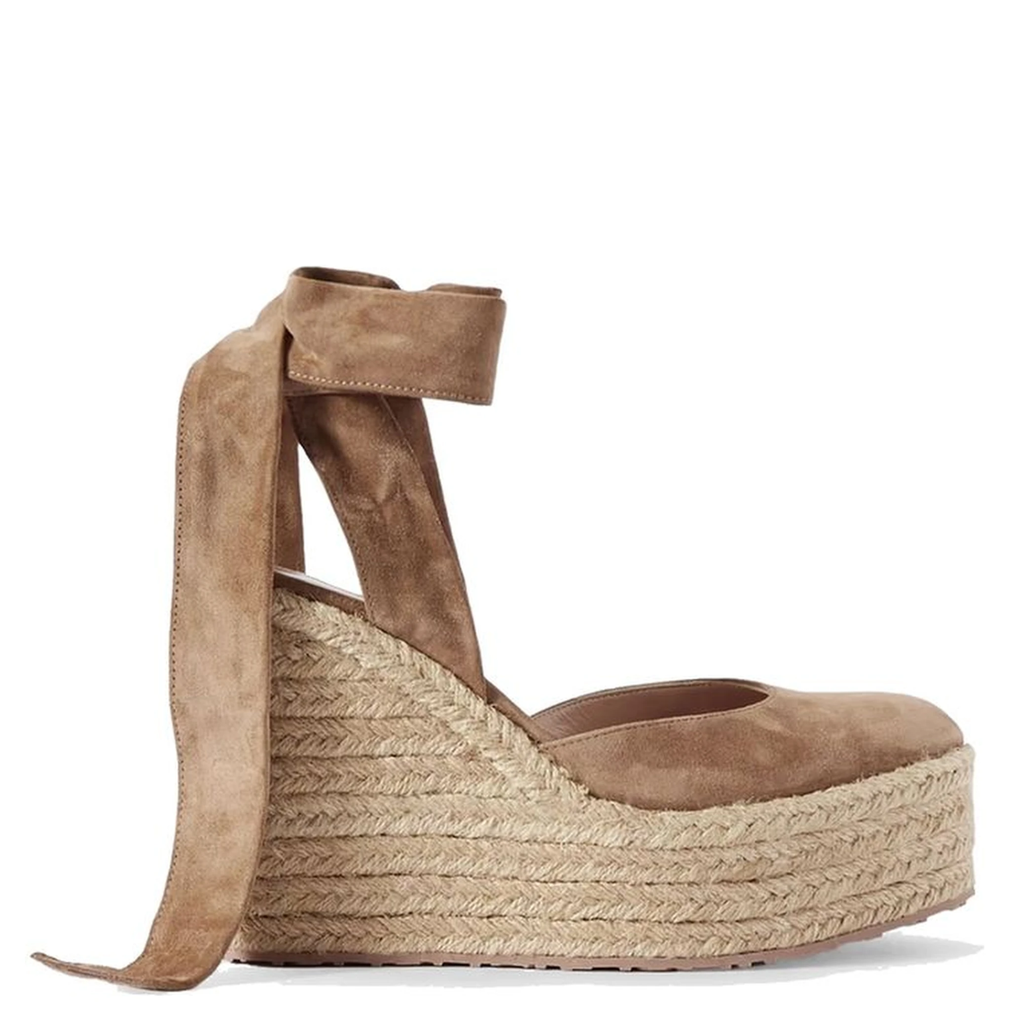 Beige Calfskin Wedge Sandals