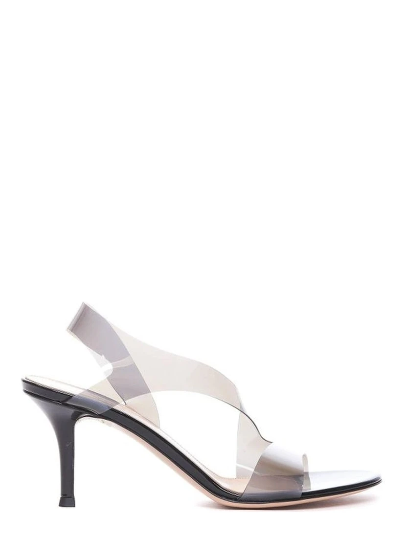 Black Rubber Stiletto Heel Sandals