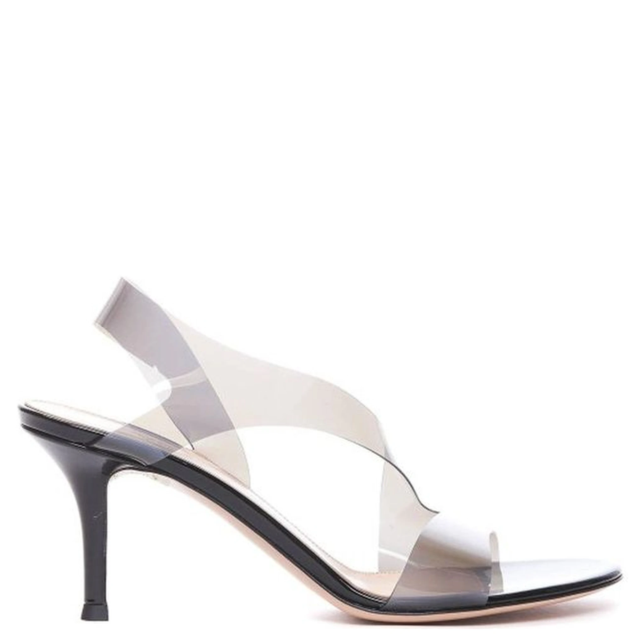 Black Rubber Stiletto Heel Sandals