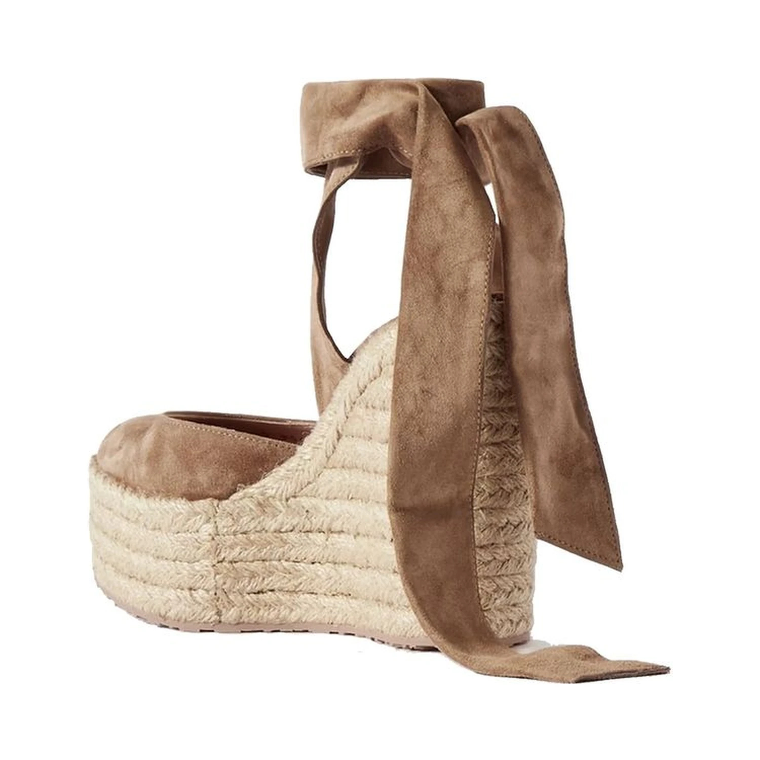 Beige Calfskin Wedge Sandals