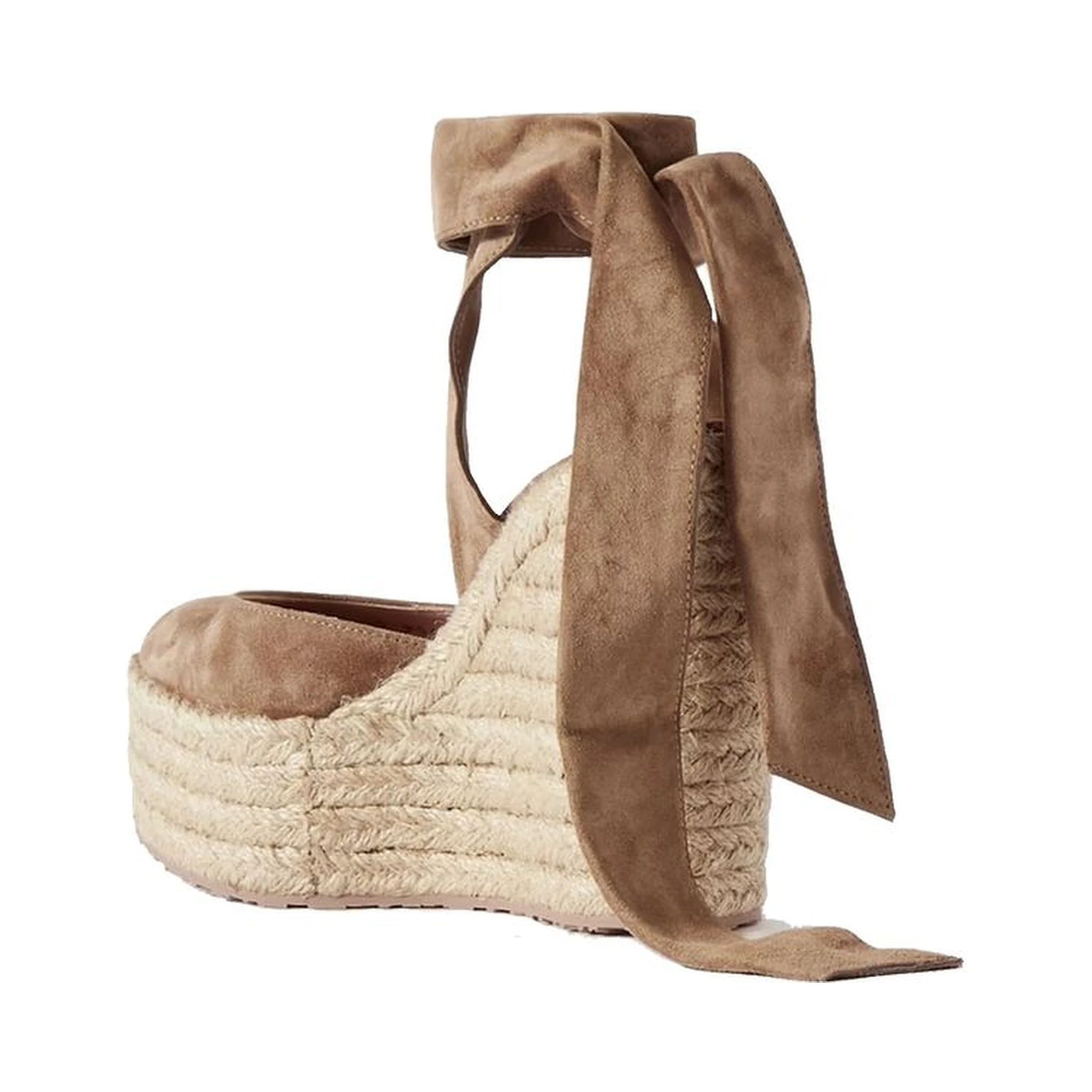 Beige Calfskin Wedge Sandals