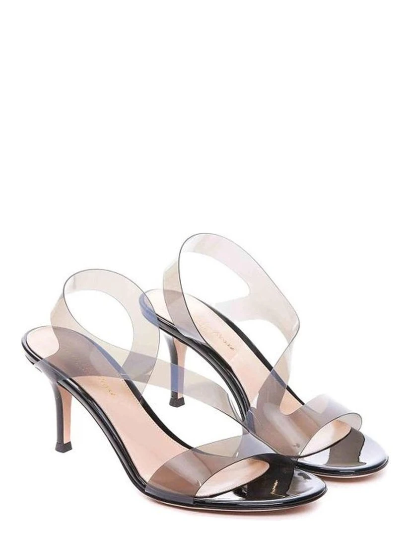 Black Rubber Stiletto Heel Sandals