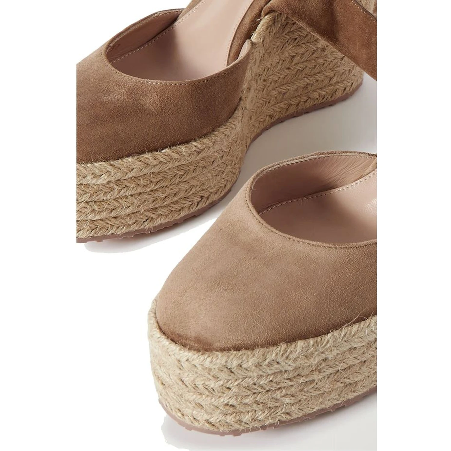 Beige Calfskin Wedge Sandals