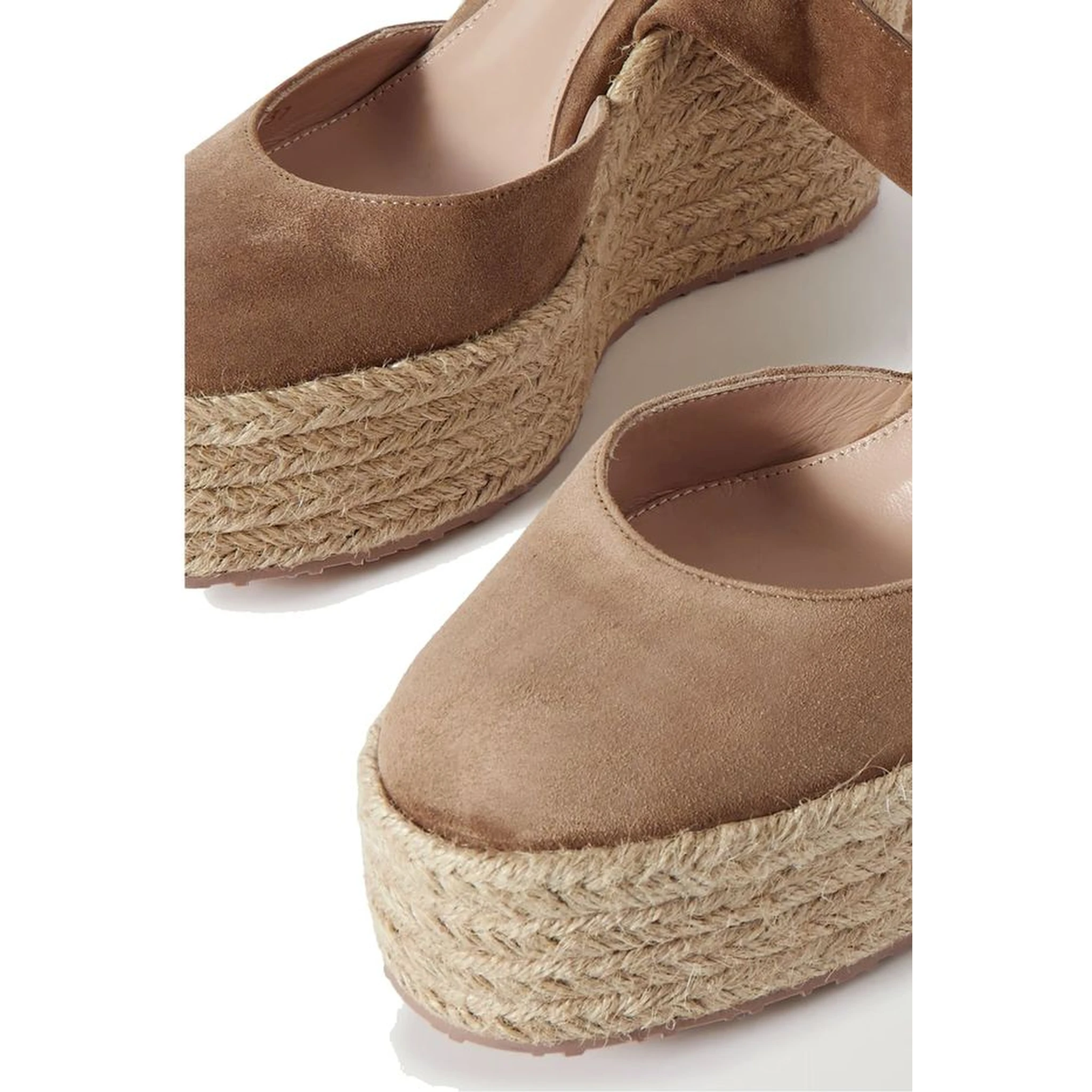 Beige Calfskin Wedge Sandals