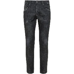 Black Cotton Slim Fit Jeans