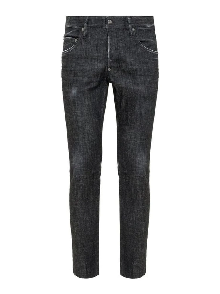 Black Cotton Slim Fit Jeans