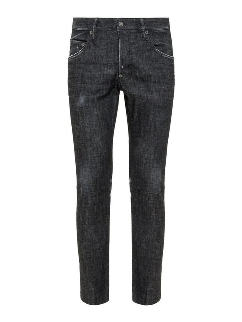 Black Cotton Slim Fit Jeans