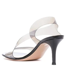 Black Rubber Stiletto Heel Sandals
