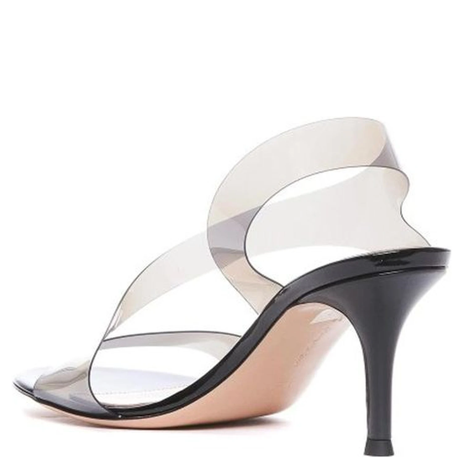 Black Rubber Stiletto Heel Sandals
