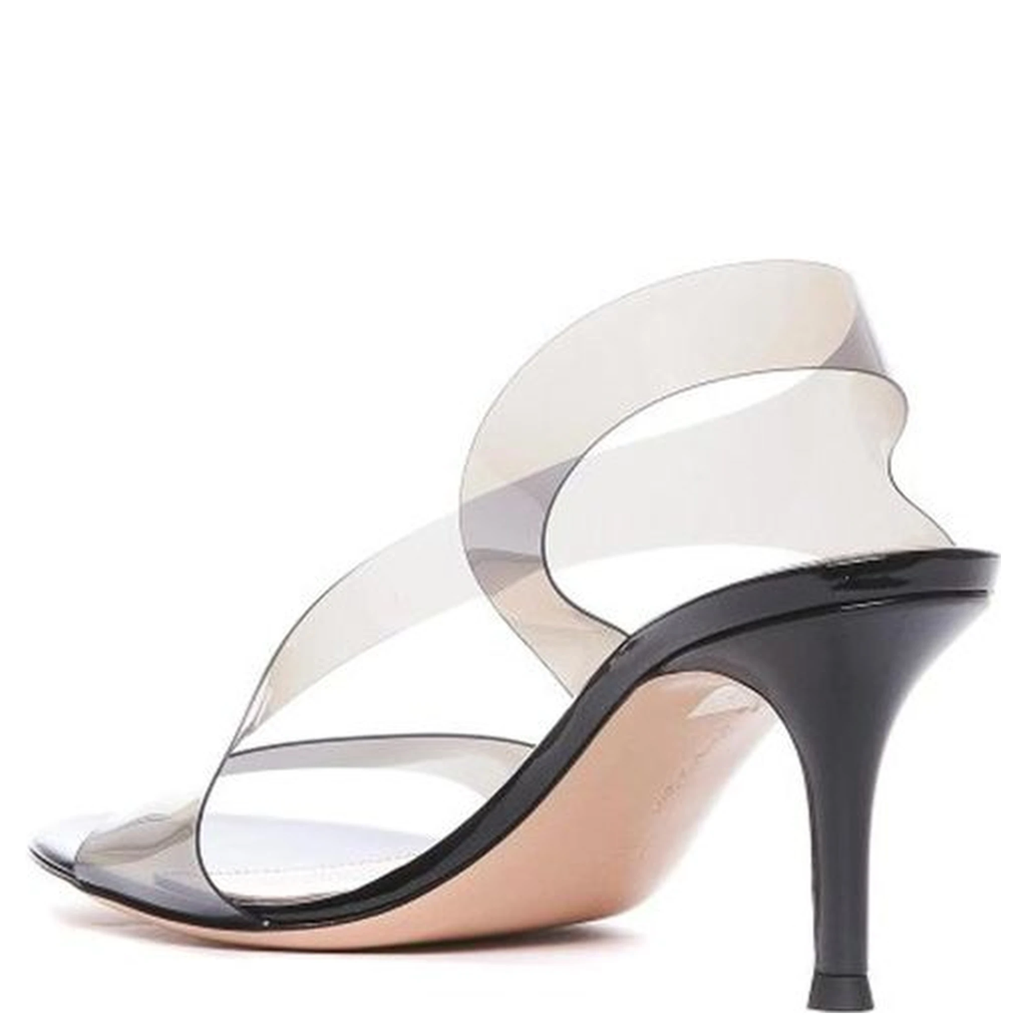 Black Rubber Stiletto Heel Sandals