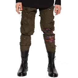 Bicolor Cotton Casual Pants