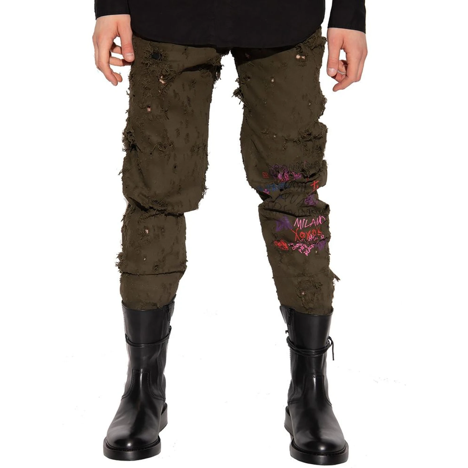 Bicolor Cotton Casual Pants