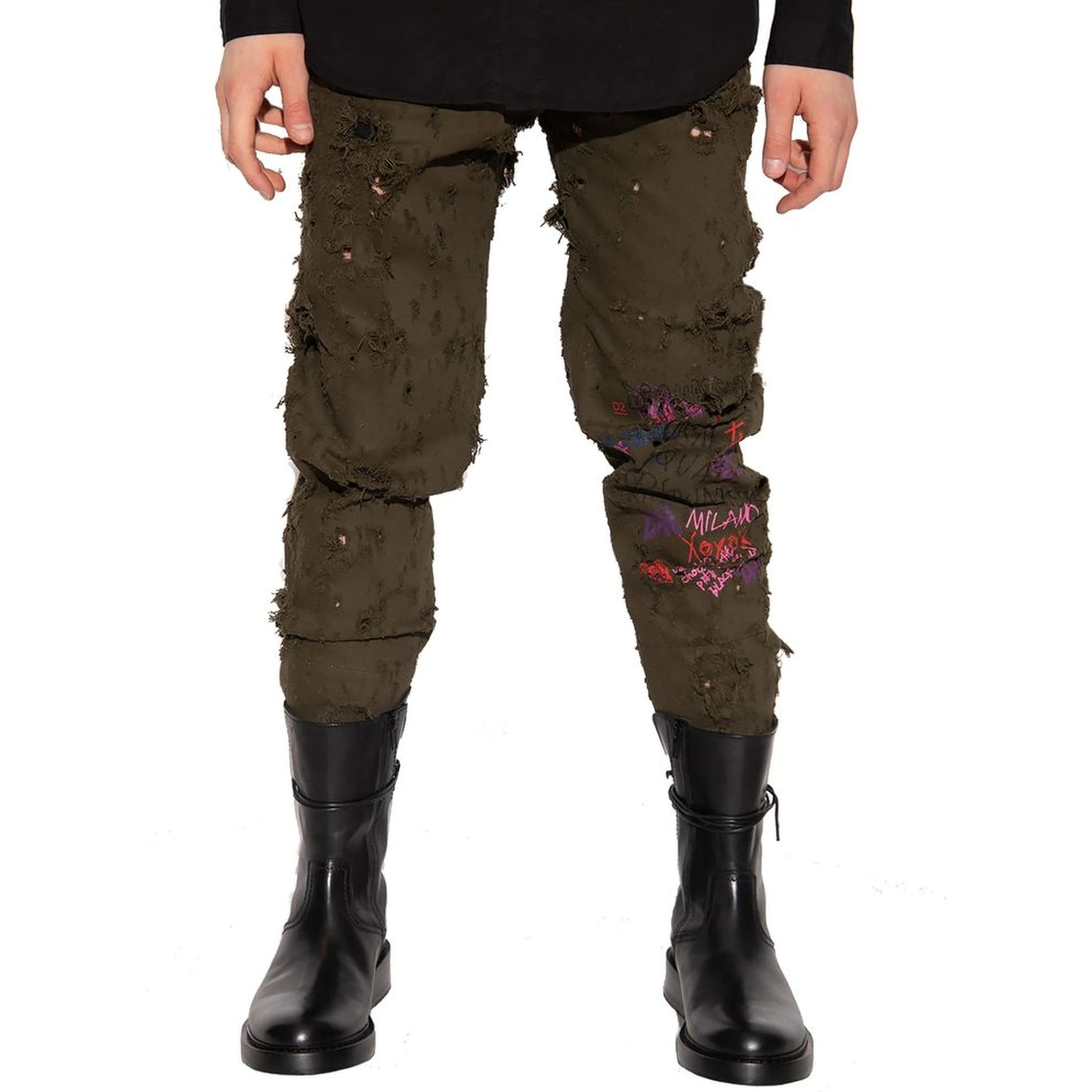 Bicolor Cotton Casual Pants