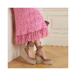 Beige Calfskin Wedge Sandals