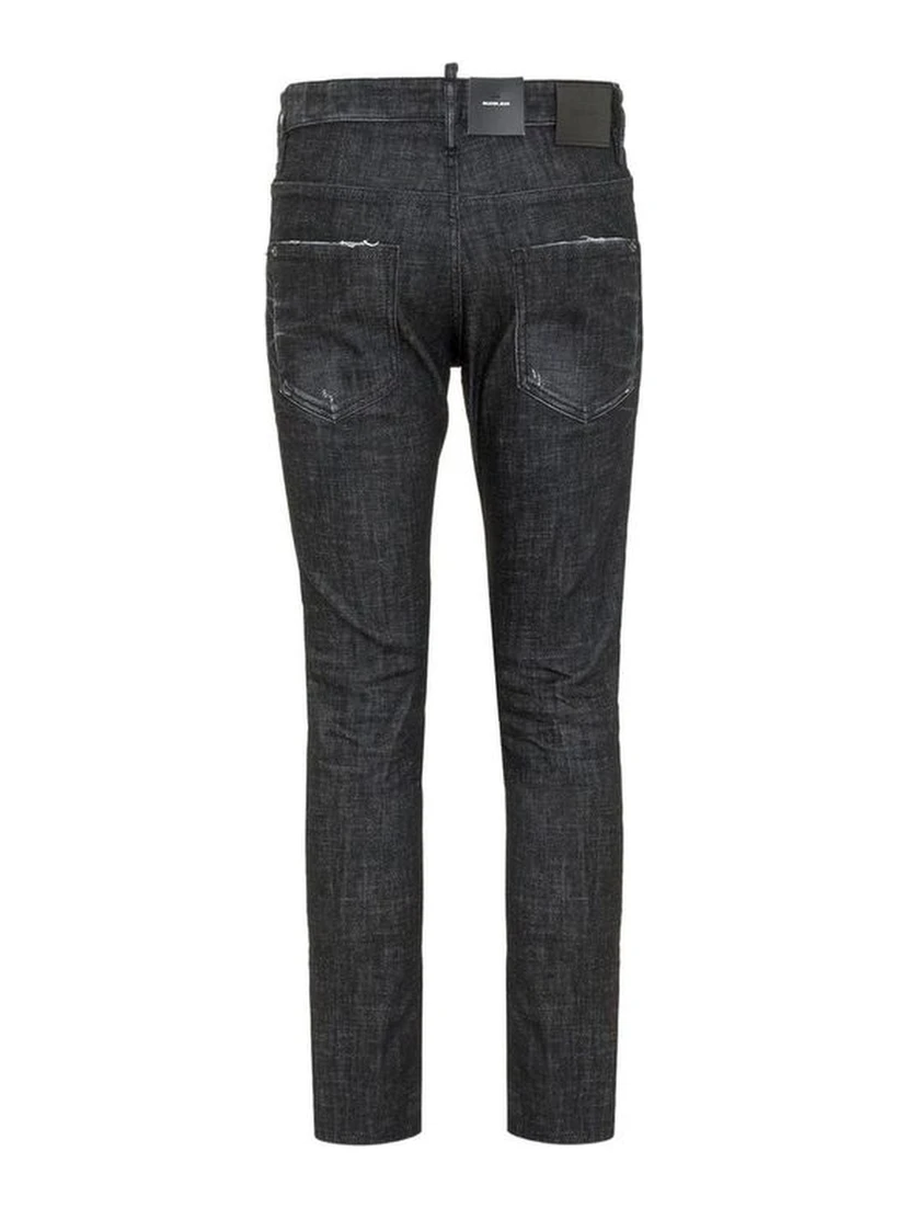 Black Cotton Slim Fit Jeans