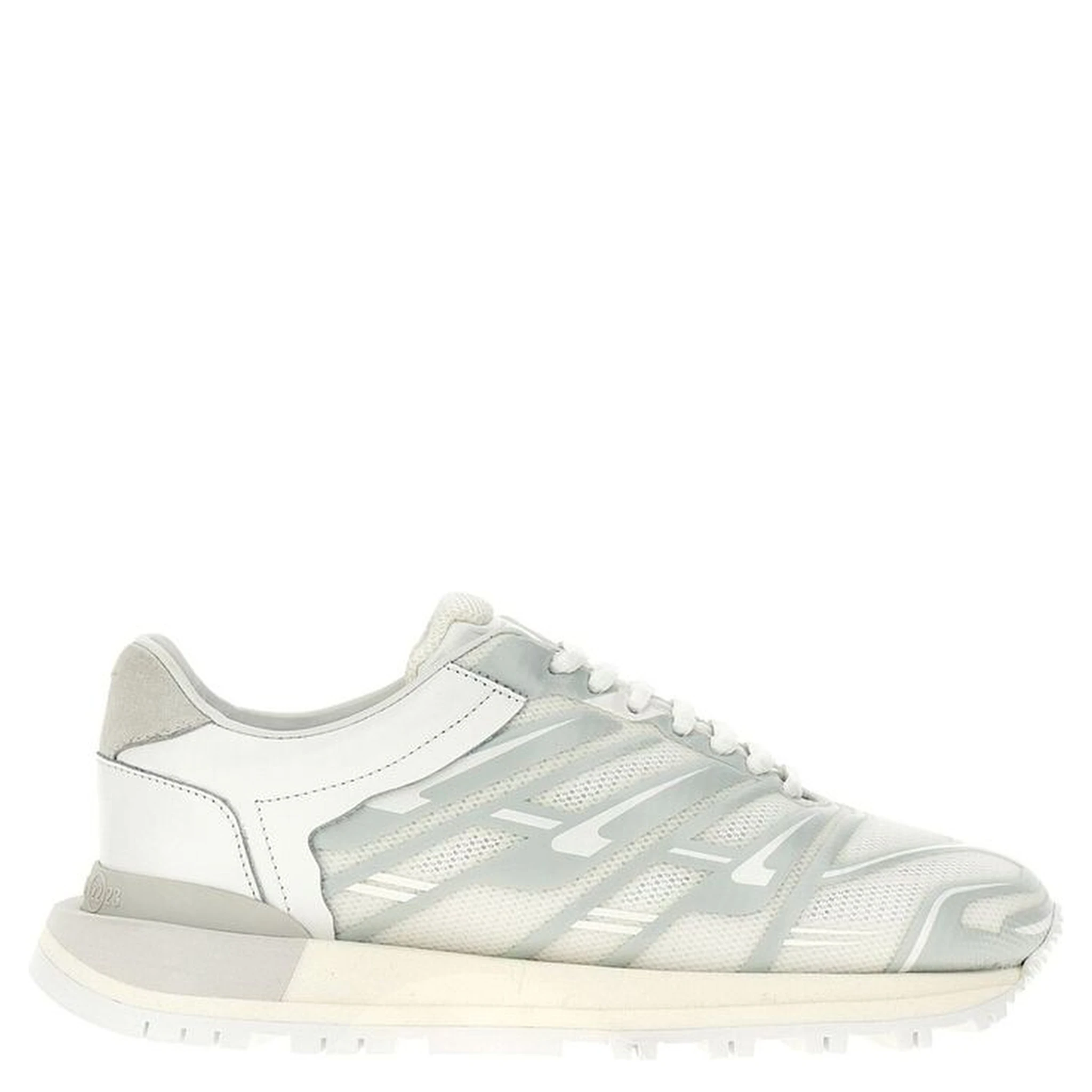 White Fabric Athletic Sneakers