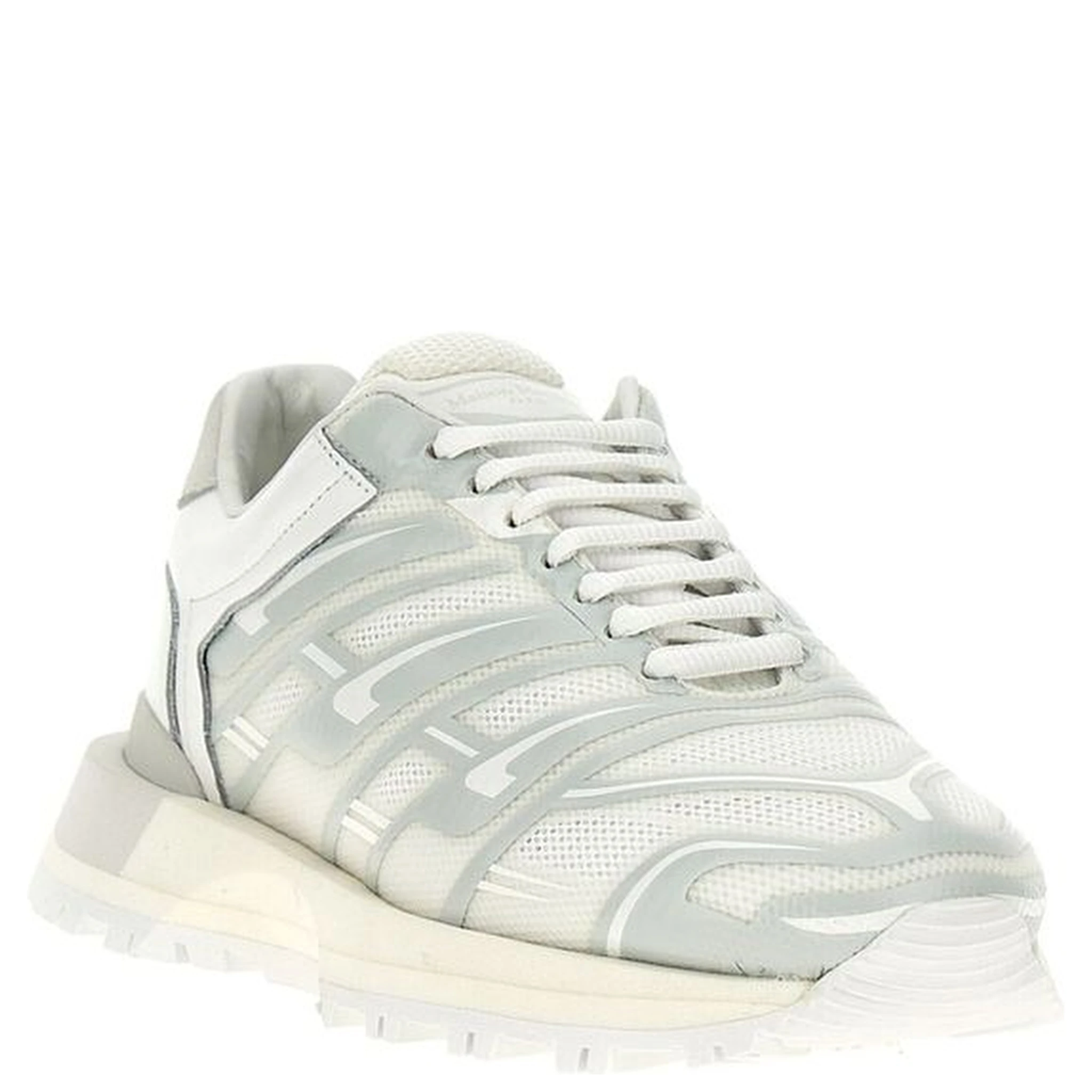 White Fabric Athletic Sneakers