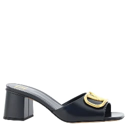 Black Calfskin Flat Sandals