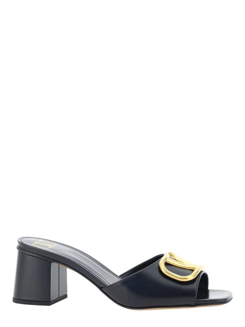Black Calfskin Flat Sandals