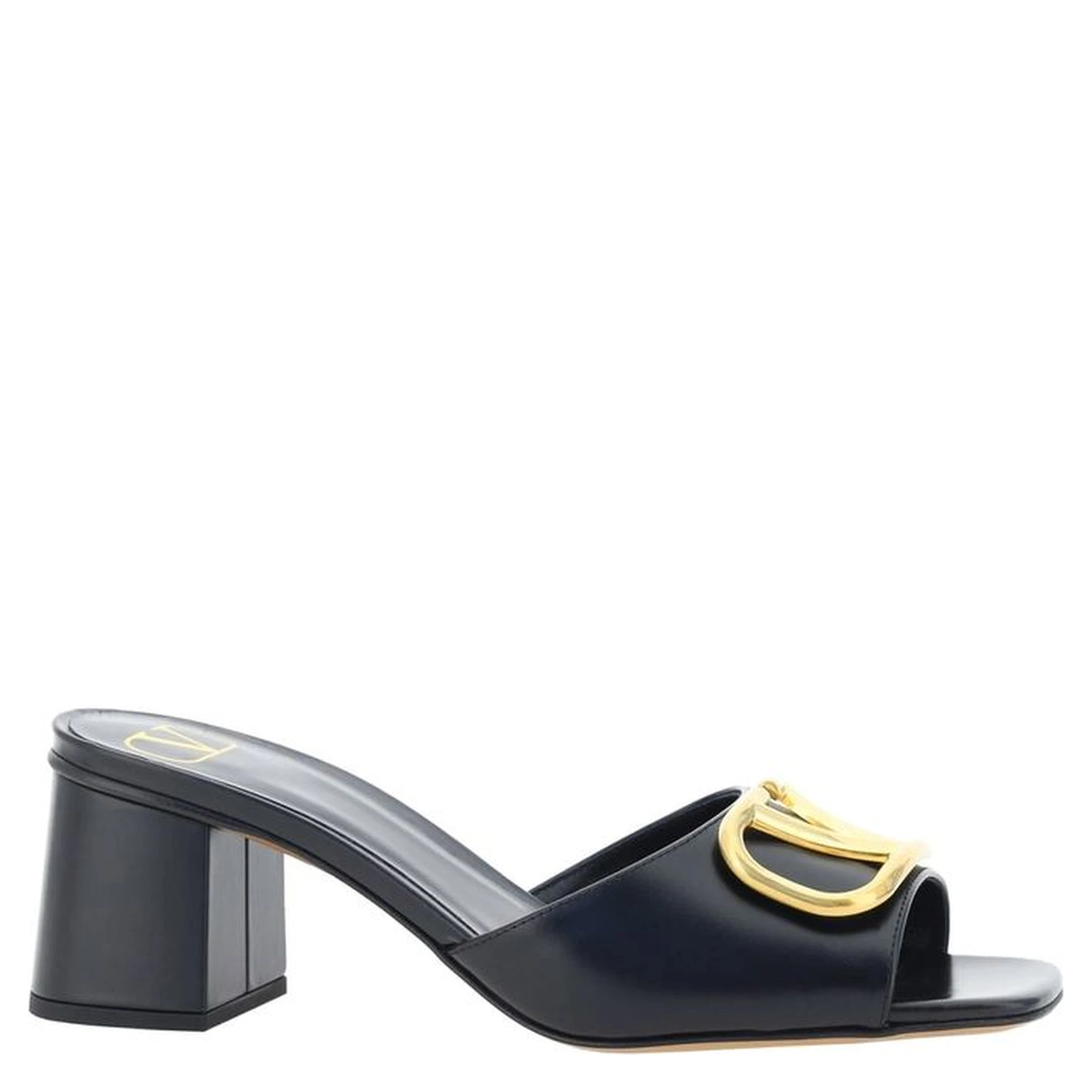 Black Calfskin Flat Sandals