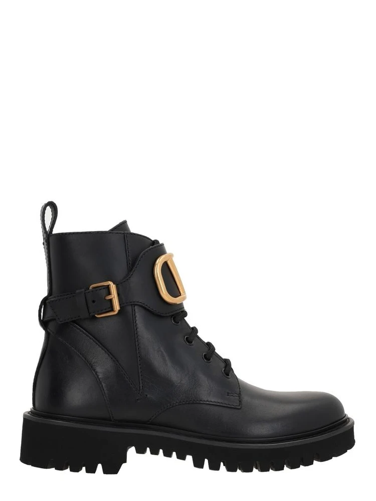 Black Calfskin Lace-Up Boots