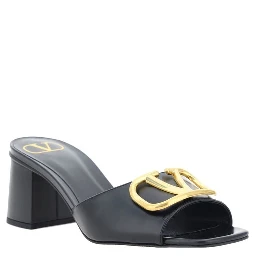 Black Calfskin Flat Sandals