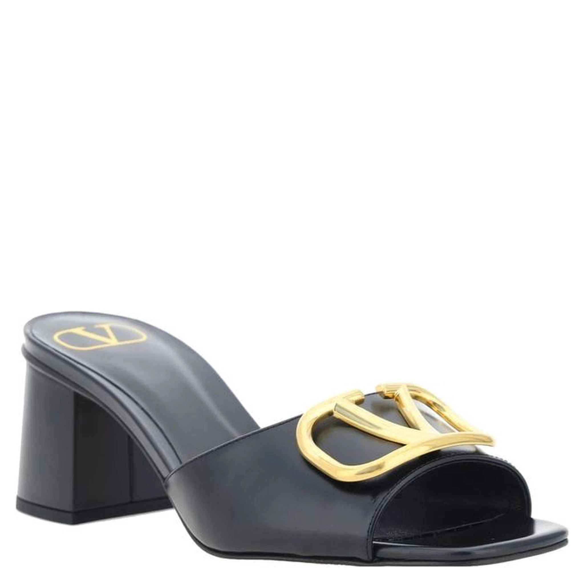 Black Calfskin Flat Sandals