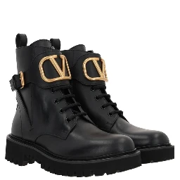 Black Calfskin Lace-Up Boots