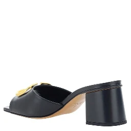Black Calfskin Flat Sandals