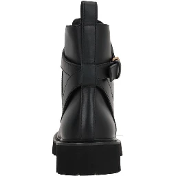 Black Calfskin Lace-Up Boots