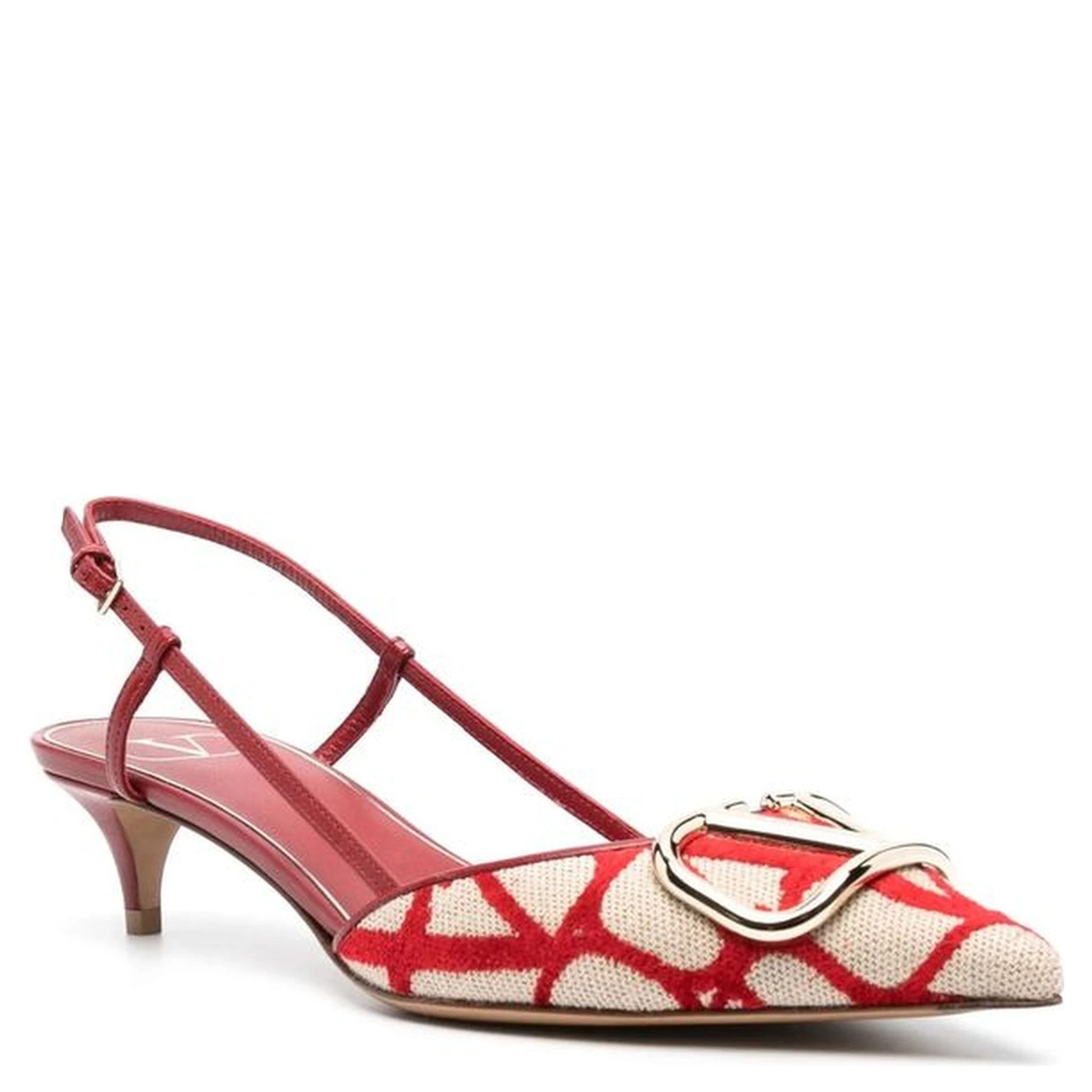 Multicolor Leather Mid Heel Pumps
