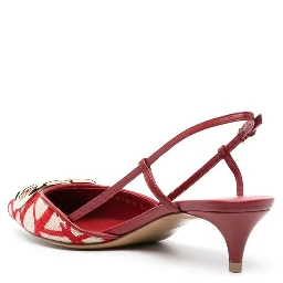 Multicolor Leather Mid Heel Pumps