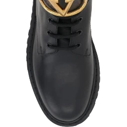 Black Calfskin Lace-Up Boots