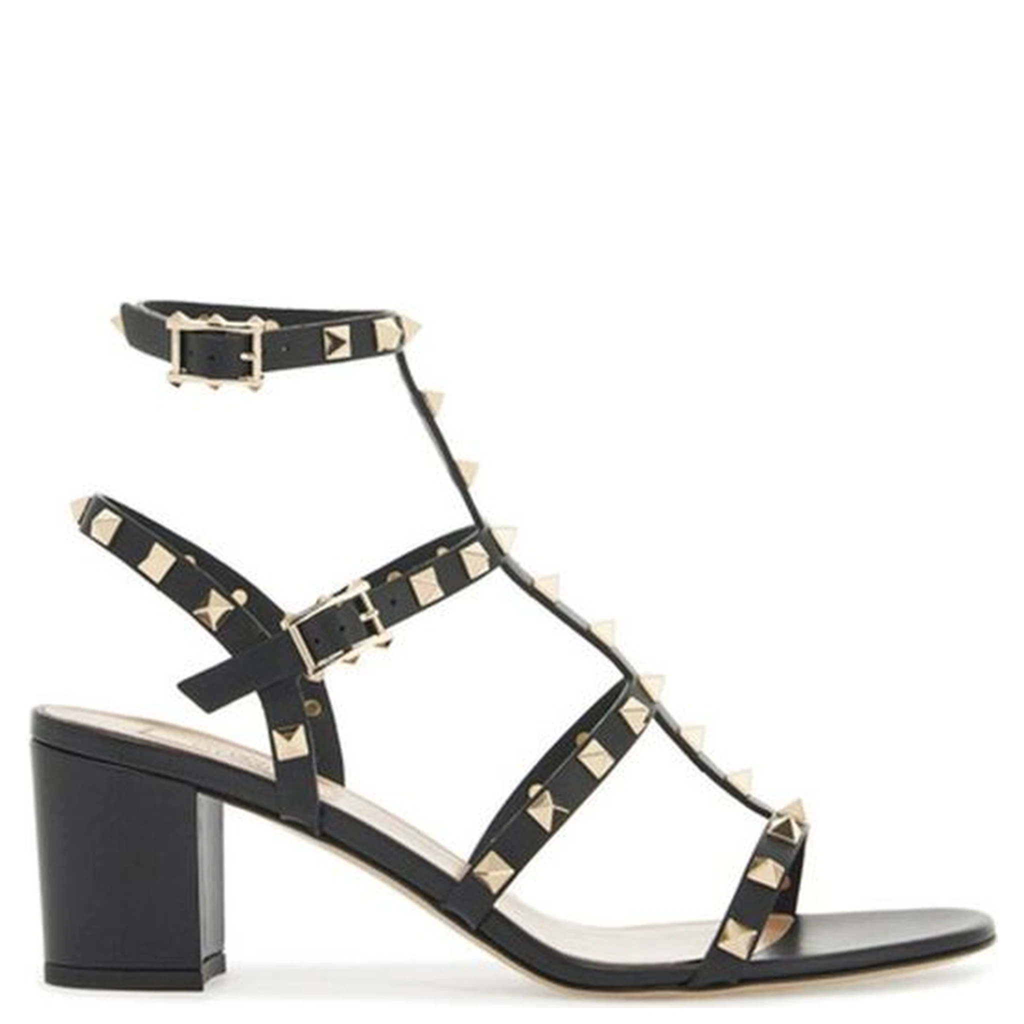 Black Calfskin Flat Sandals