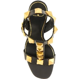 Black Calfskin Flat Sandals