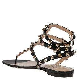 Black Calfskin Flat Sandals