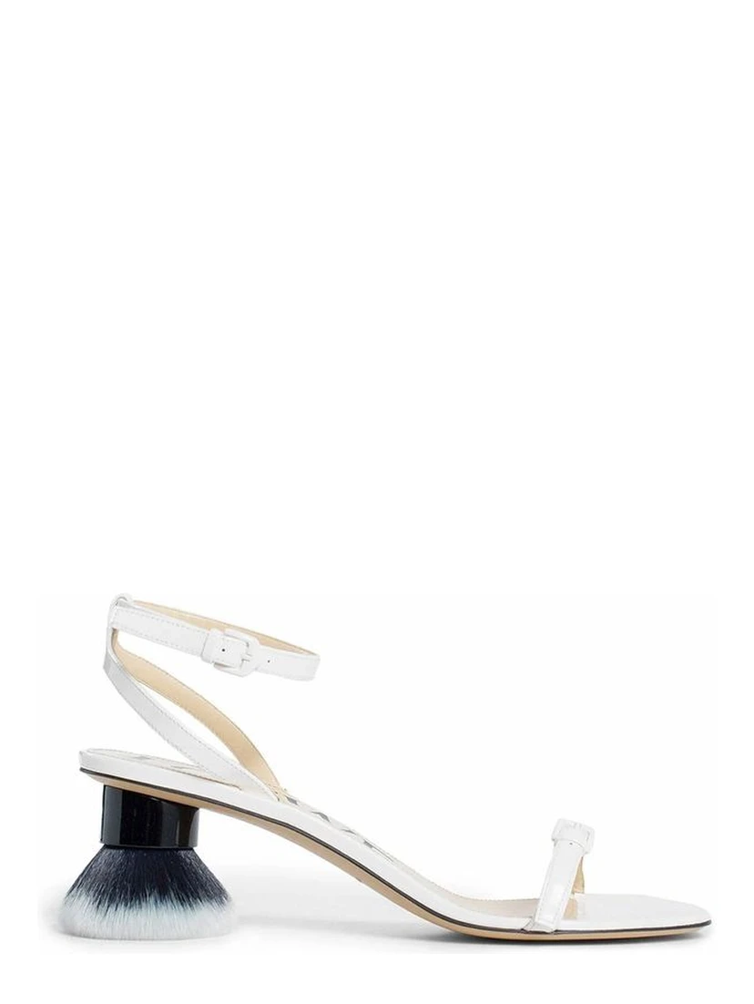 White Lamb Leather Strap-On Sandals
