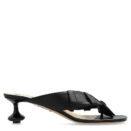Black Lamb Leather Flat Sandals