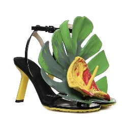 Black Lamb Leather Stiletto Heel Sandals