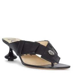 Black Lamb Leather Flat Sandals