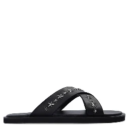 Black Calfskin Flat Sandals