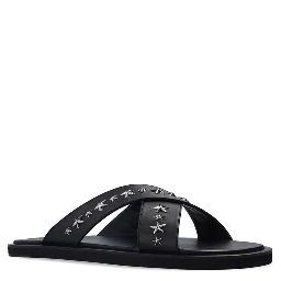 Black Calfskin Flat Sandals